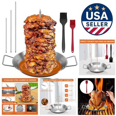 Stainless Steel Al Pastor Skewer with Removable Spikes for Tacos & More