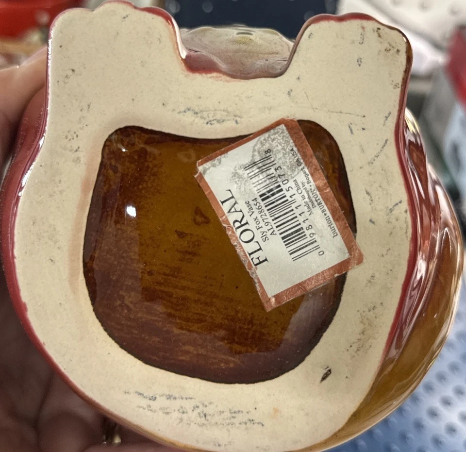 P/C63- Vaso adorável Burton and Burton cerâmica raposa vermelha astuta 8” - Imagem 3 de 3