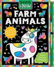 Scratch and Draw Farm Animals - Scratch Art Activity Book by Arthur Over Hardcov