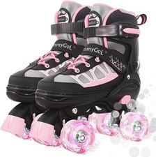 MammyGol Roller Skates for Kids Boys Girls, Adjustable Quad Skates with Light...