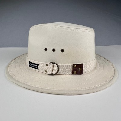 Panama Jack Safari Hat Mens Large Cream Cotton Canvas Outdoor Hiking Outback Sun
