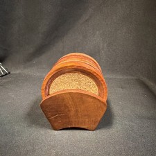 Vintage Drewno tekowe 8 szt. Zestaw podstawek z korkowym środkiem i uchwytem 