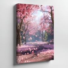 Pink Cherry Blossom Trees Canvas Wall Art Spring Floral Nature Scene Print Home
