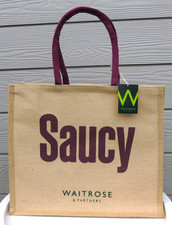 WAITROSE & PARTNERS SAUCY PLUM BEIGE JUTE TOTE SHOPPING BAG NEW DISCONTINUED