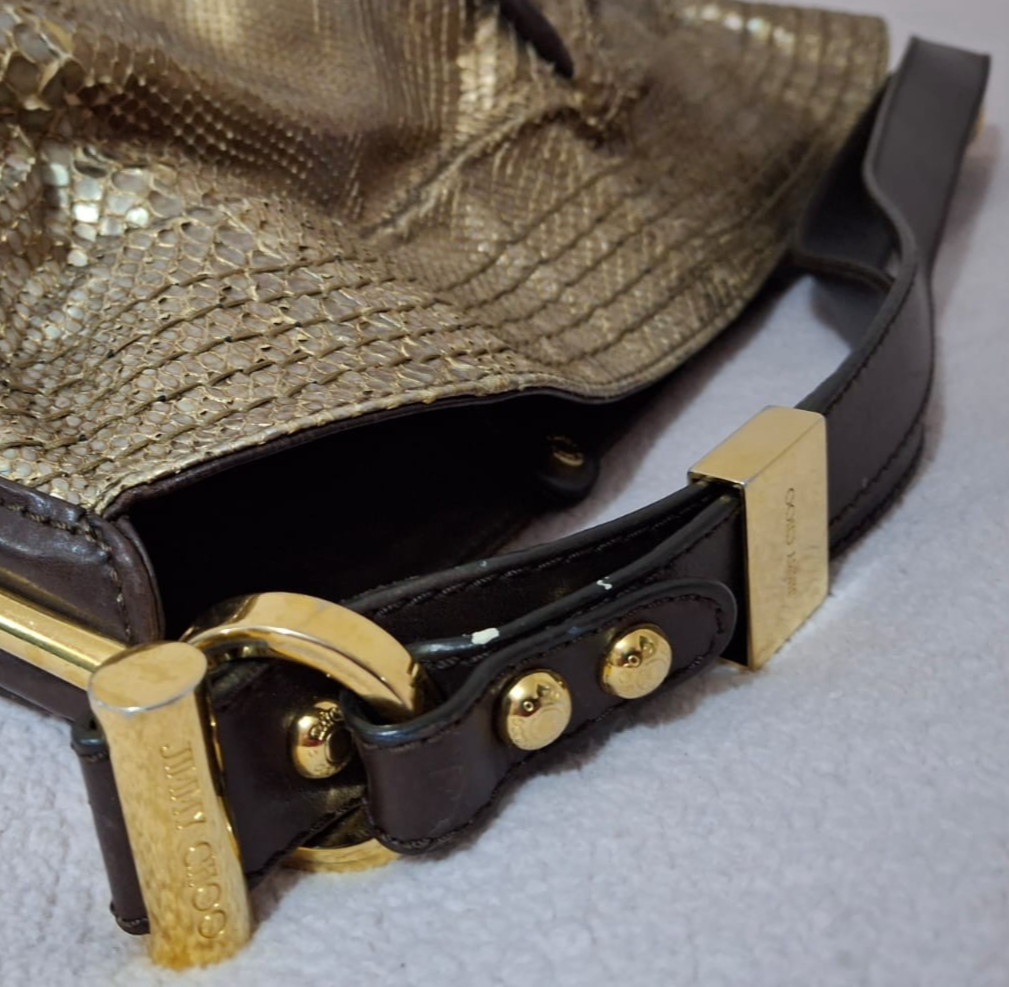 Jimmy Choo Gold-Multi Python with Brown leather t… - image 12