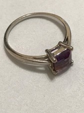 Vintage Sterling Silver 925 Marked Amethyst Ring Size 8 3/4