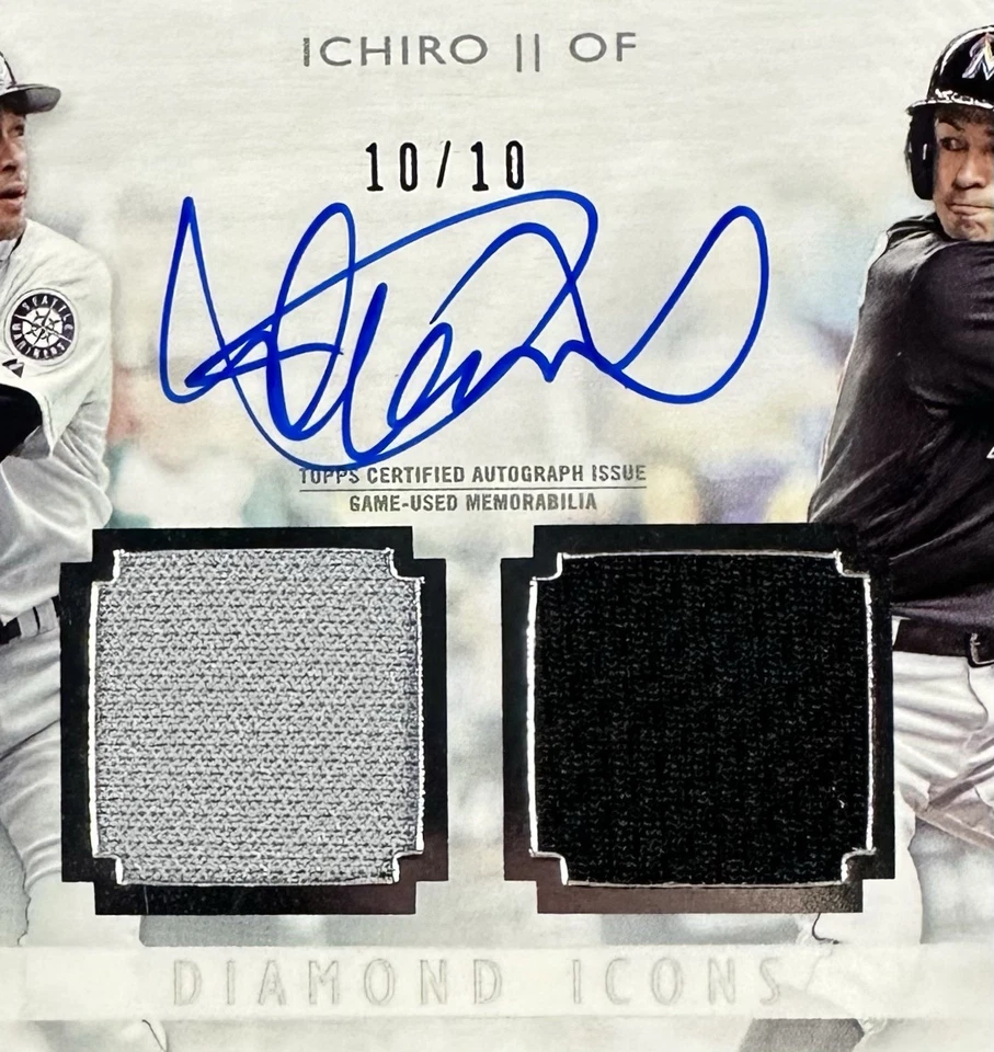 2017 Topps Diamond Icons Dual Relic Ichiro Suzuki Auto 10/10 1/1 Mariners HOF - Image 2 of 4