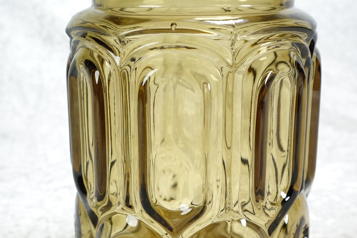 Vintage LE Smith Moon & Stars Glass Canister Smoke Brown Color