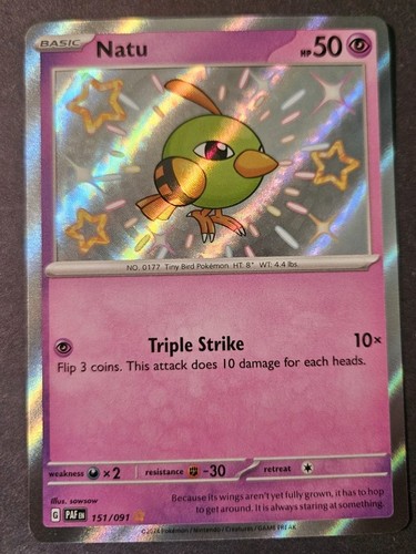 Pokemon Natu 151/091 Paldean Fates Shiny Ultra Rare Holo NM Fast Shipping