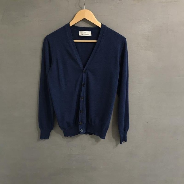 Men Rosso Fiorentino Sweater Navy Wool 36 / S / 44