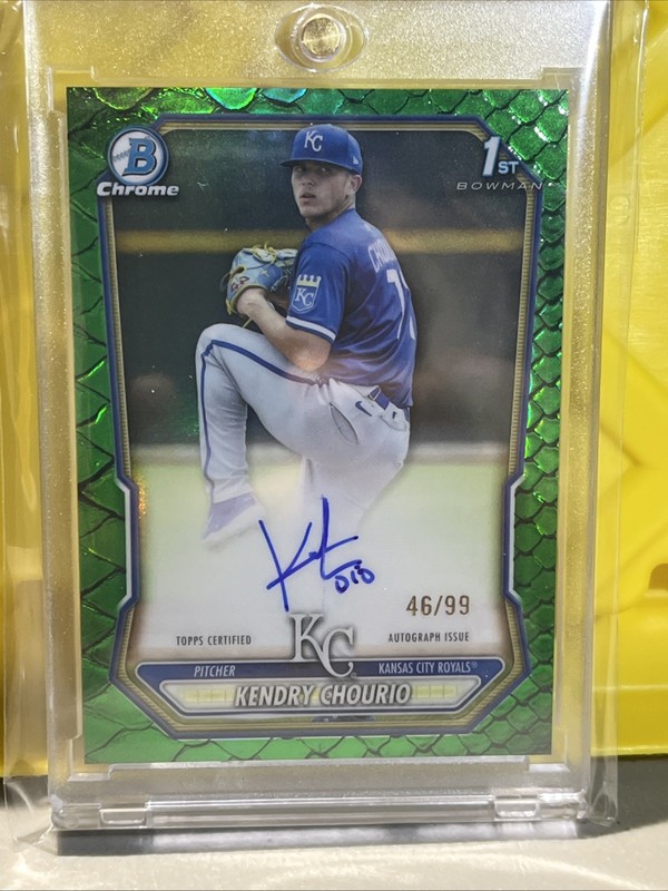 2026 Bowman Chrome KENDRY CHOURIO 1st Bowman Green Reptilian Auto 46/99