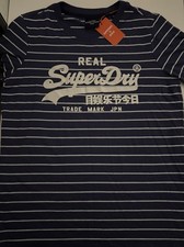 Image of Superdry Men's T-Shirt Size XS Blue And White Strips