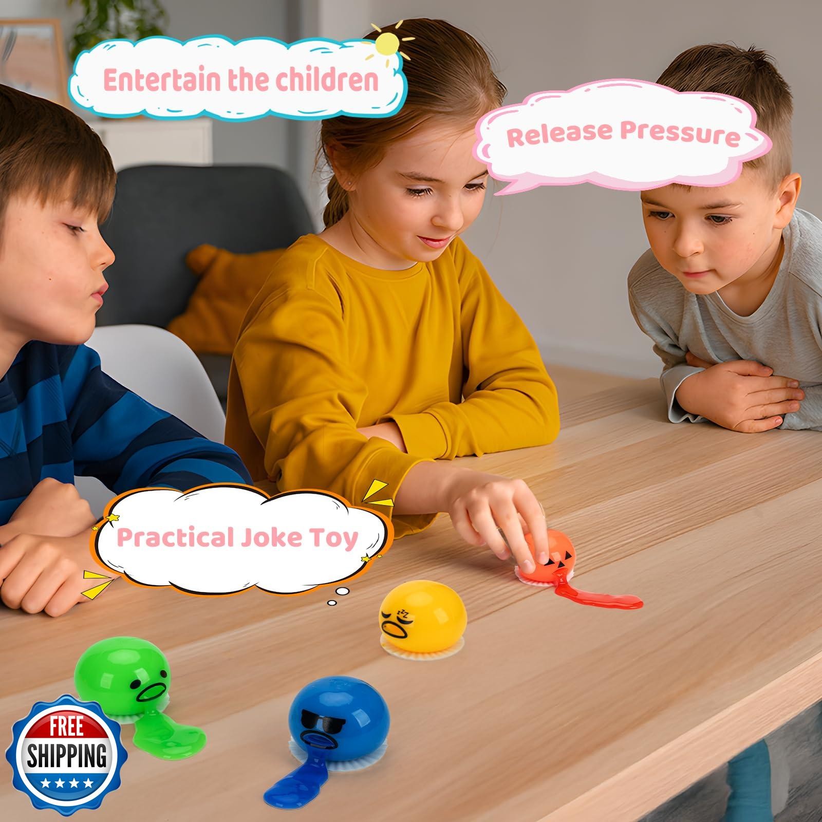 ATKSUNIEE 4-PCS Vomiting Sucking Stress Relief Balls,Puking Squee