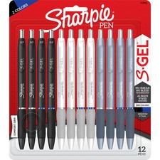 12 pack Sharpie S-Gel Gel ink Pens Med Point 0.7mm BLACK BLUE INK