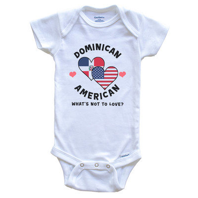 Dominican American What's Not Love Heart Flags Dominican Republic Baby Bodysuit