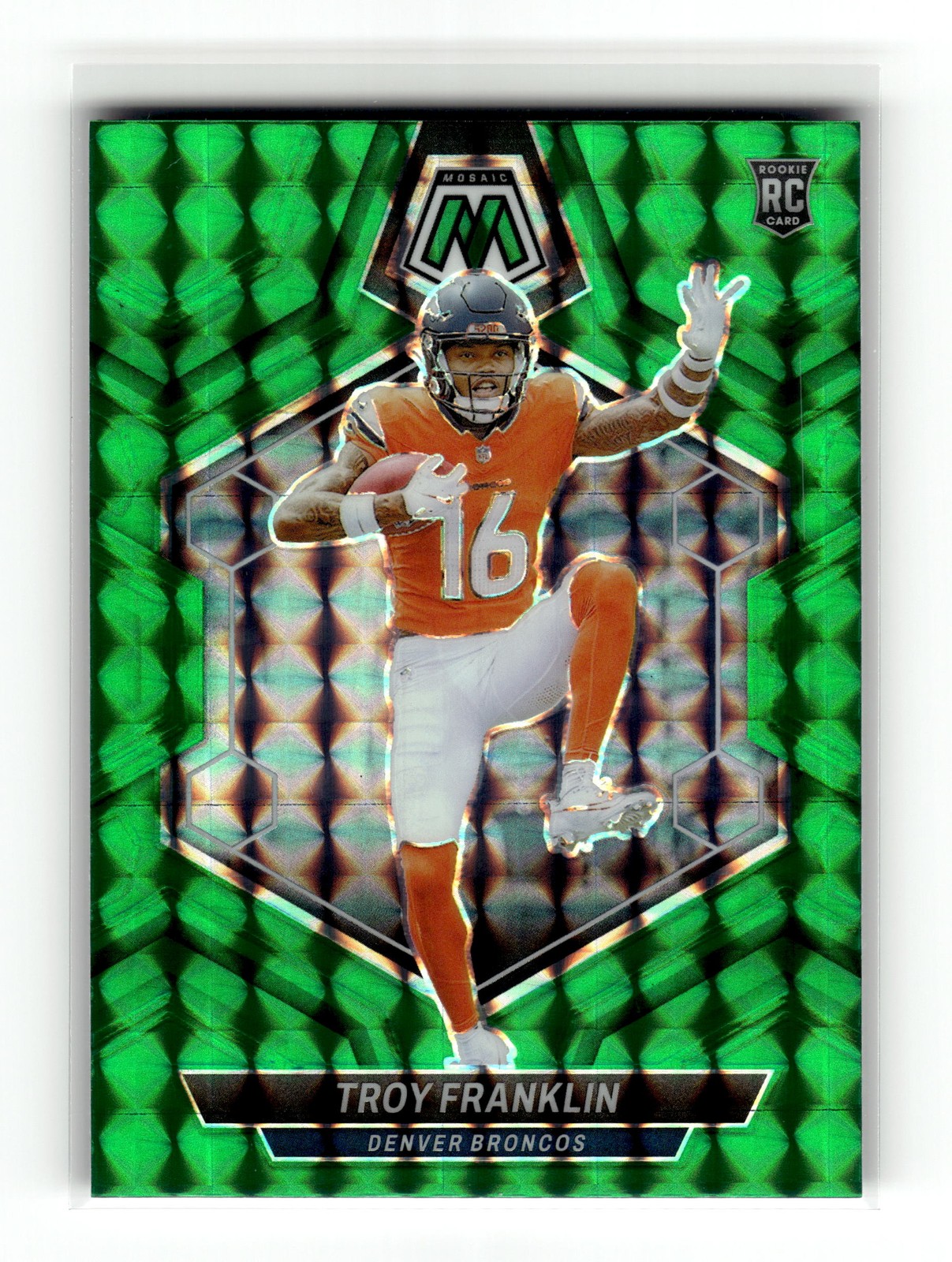 Troy Franklin 2024 Panini Mosaic #378 Denver Broncos Mosaic Green RC