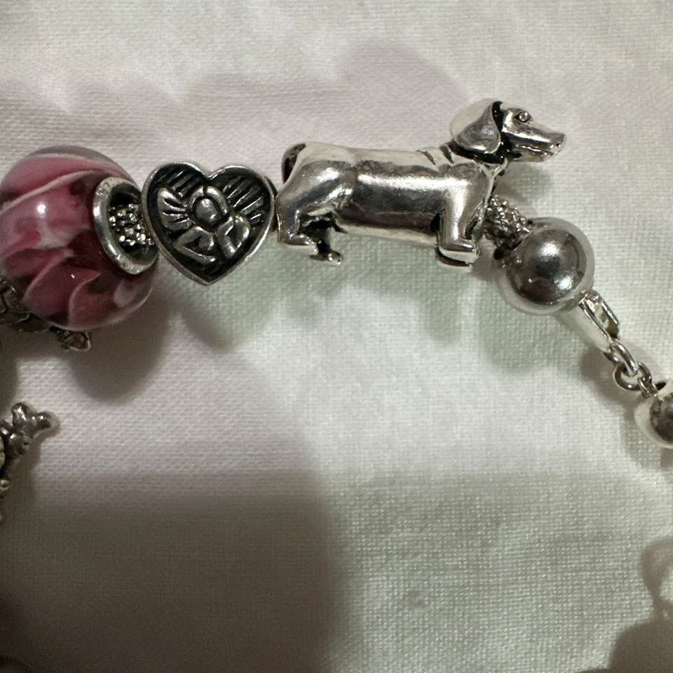 Pandora Clon Dije Pulsera Plata de Ley 925 9 Dijes Dachshund IBB THAI Foto 2 de 4