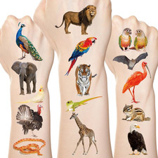140Pcs Jungle Animal Temporary Tattoos Realistic Wildlife Tattoo  Safari Zoo An