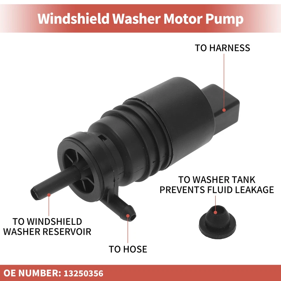 Pompa lavavetri con occhiello pompa fluido lavavetri per Buick Regal n.13250356 - Immagine 4 di 4