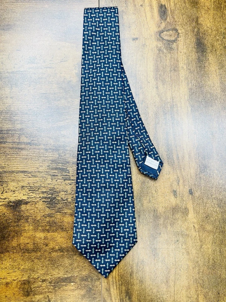 Corbata de cuello vintage Jim Thompson 100 % seda para hombre azul oscuro hecha en Tailandia Foto 2 de 4