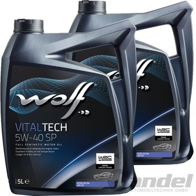 2x5L WOLF VITALTECH 5W40 SP MOTORÖL passend für RN0710/0700 MB 229.5 VW 502.00