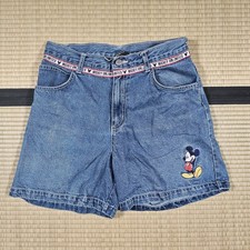 Vintage Mickey Unlimited Denim Shorts Size 9/10 Blue Mickey Mouse Jerry Leigh