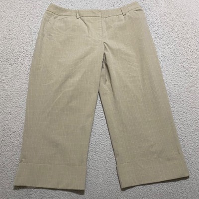 Apt 9 Womens sz 12 Dress Pants Beige Plaid Wide Leg Cropped High Rise Maxwell