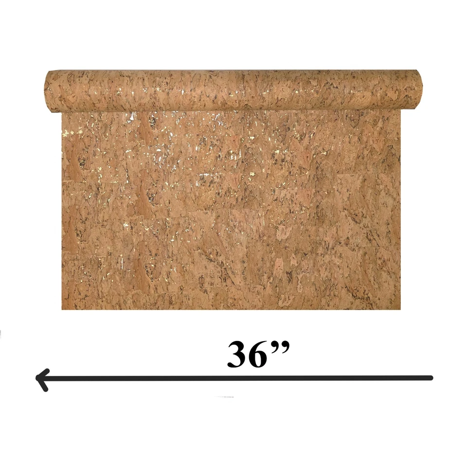 Real Natural cork organic sand brown gold metallic foil textured eco Wallpaper - Image 3 of 4