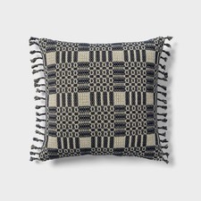 24"x24" Woven Geo Euro Decorative Pillow Dark Blue - Threshold