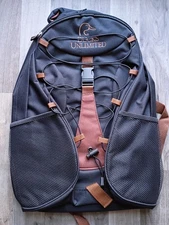 Ducks Unlimited Traveler Backpack Polyester Black With Brown Accents Hiking 