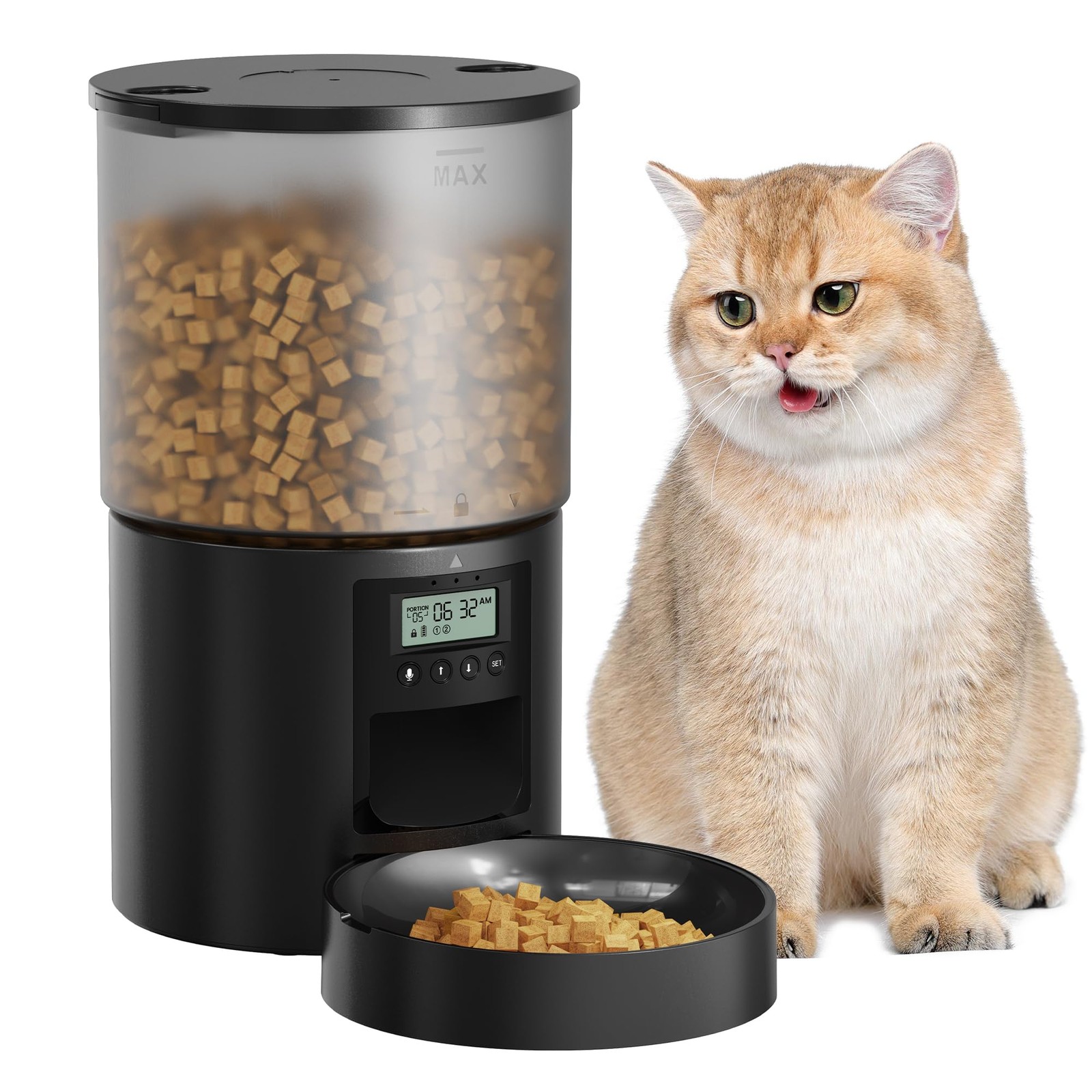 Dispenser: 4l Timed Small Dog Dry Food Dispenser Wi...