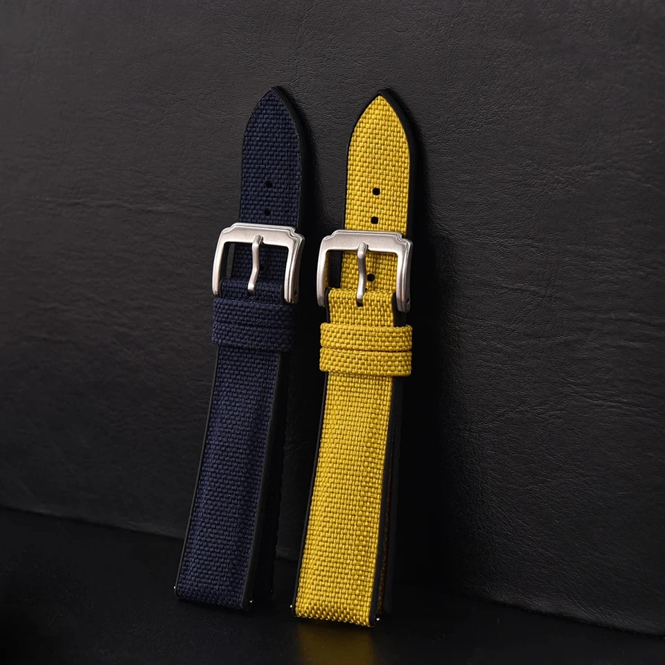 Резиновый ремешок из парусины холщовый нейлоновый быстросъемный ремешок для часов 18–22 мм - Изображение 3 из 4