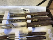Japanese Samurai Steak Knife Table Set 9 Wood Stainless Steel