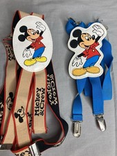 Vintage 1980  s Mickey Mouse Suspenders Father Son Pair Walt Disney Men  s Boys