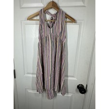 American Eagle Dress Womens Medium Multi Color Striped Halter VNeck Empire Waist