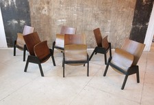 1 v 6  Vintage Stapelstuhl Kinosessel 50er 60s Mid-Century Stacking Chair