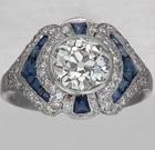 Vintage Art Deco Style Lab Created Diamond Engagement 14K White Gold Finish Ring