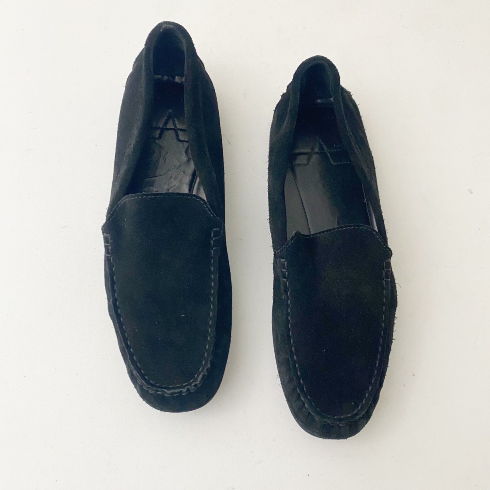 Aquatalia Flats Loafers Shoes Suede Black Size 9.5-image