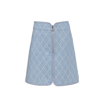 Sandro Paris Damen Rock blau Baumwolle Reißverschluss Ziernähte Größe 1 S UK 8