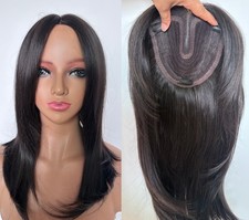 6"x6.3"Front Lace Black/Brown Mix Light Blonde Synthetic Hair Topper Clip in 16"