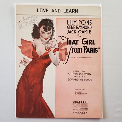 Love and Learn That Girl from Paris 1936 Vintage Sheet Music Piano Guitar Vocal