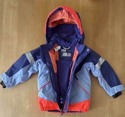 Helly Hansen Kinder Skijacke Gr. 104 blau/rot/hellblau, Kapuze, Reißverschluss