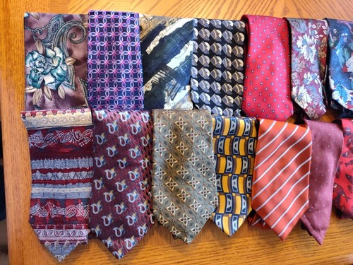 22 Neckties Quilting Craft Cutter Tie Lot,  Silk, Excellent Condition 