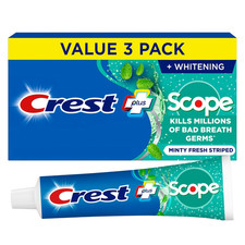Crest + Scope Whitening Toothpaste - Pack of 3, 5.4 Oz Tubes - Anticavity Fluori 0.81 per gallon