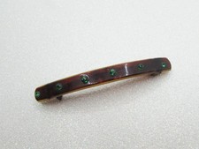 Antique 1920s Art Deco Green Rhinestone Barrette, Faux Tortoise-Shell Celluloid