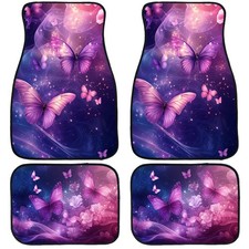 Car Floor Mats Kawaii Purple Fantasy Glow 26.8l X 17.3w X 0.12th Butterfly