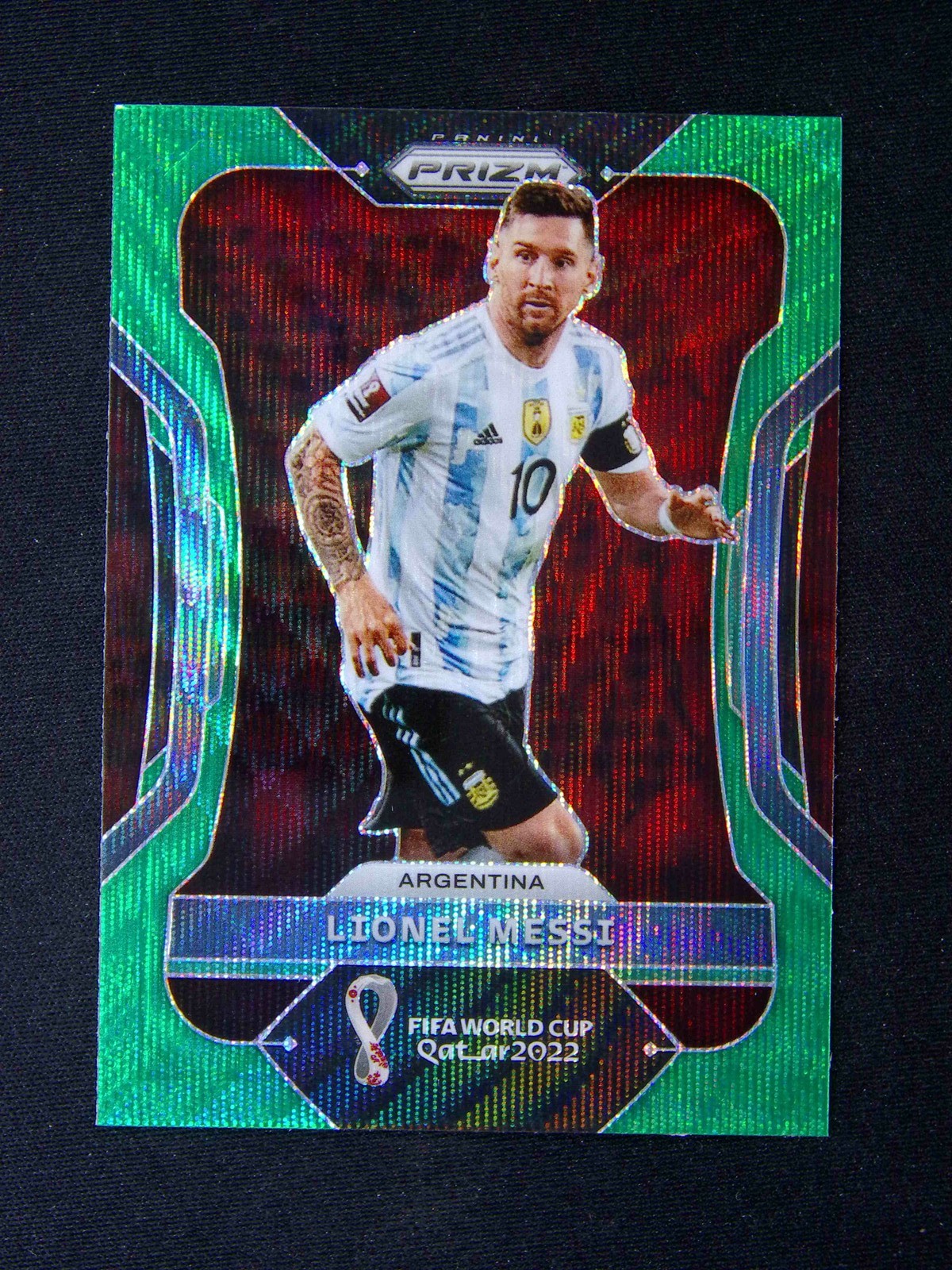 Lionel Messi 2022 Prizm World Cup #7 Green Wave Price Guide 