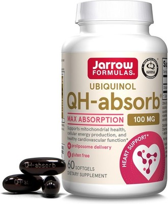 QH-absorb Ubiquinol Max Absorption 100 mg - 60 Softgels, Jarrow Exp.2028 +