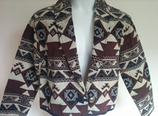 Vintage Aztec Tribal Design Blazer - Boho Jacket Size Small