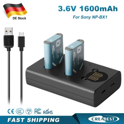 2x1600mAh 3.6V Akku & Dual Ladegerät Kit Für Sony NP-BX1 M8 Cyber-Shot DSC-RX100